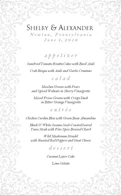 Rococo French Wedding Menu Archive Customize Rococo French Wedding Menu