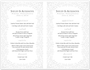 Rococo French Wedding Menu Template Archive Rococo French Wedding Menu