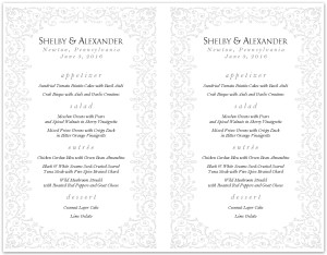 Rococo French Wedding Menu