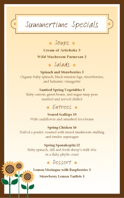 Daily Special Menu - freewordtemplates.net Restaurant daily special menu template