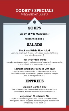 specials menu