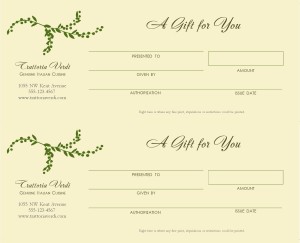 restaurant gift certificates templates