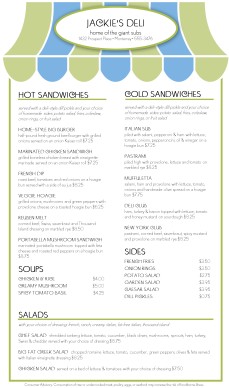 deli menu templates
