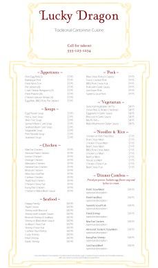 chinese menu templates