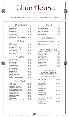 View Traditional Chinese Menu