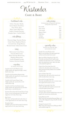 Wedding Cake Menu Bakery Customize Wedding Cake Menu