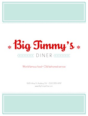 View Vintage Diner Menu Cover