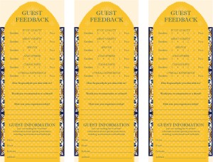 restaurant survey card