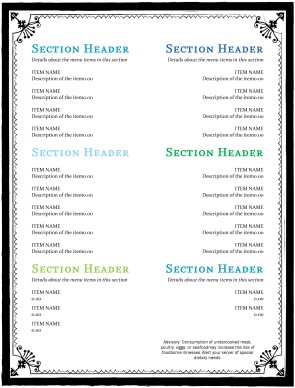 simple restaurant menus
