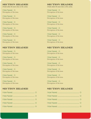 trattoria italian menu page simple menus simple menu design ideas
