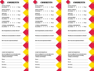burger restaurant comment card marketing archive restaurant comment card