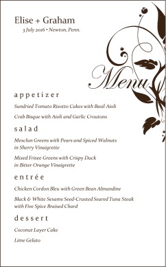 elegant dinner menus