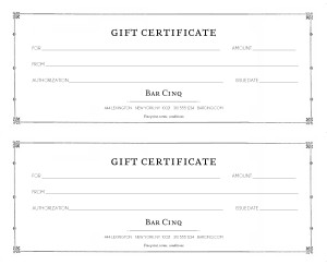 restaurant gift certificate templates