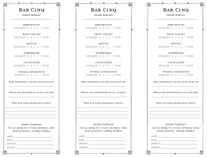 restaurant comment cards template