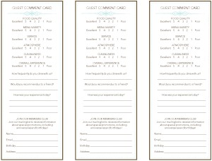 restaurant comments card template