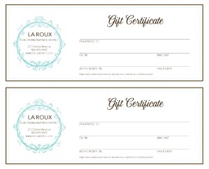 restaurant gift certificates templates
