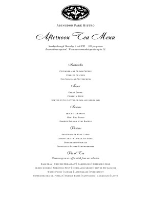 service menu template