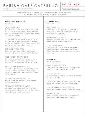 View Simple Breakfast Catering Menu