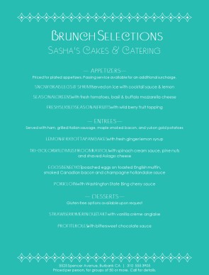 customize catered wedding brunch menu