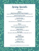 April Spring Specials Menu