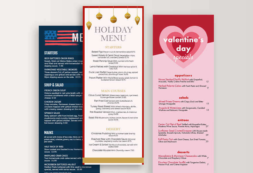 Holiday Half Page Menus - MustHaveMenus