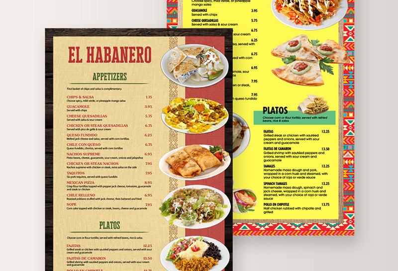 Authentic Mexican Food Menu