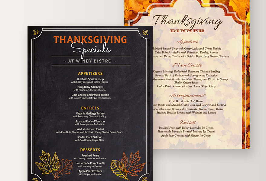 Thanksgiving Menu Templates and Designs - MustHaveMenus