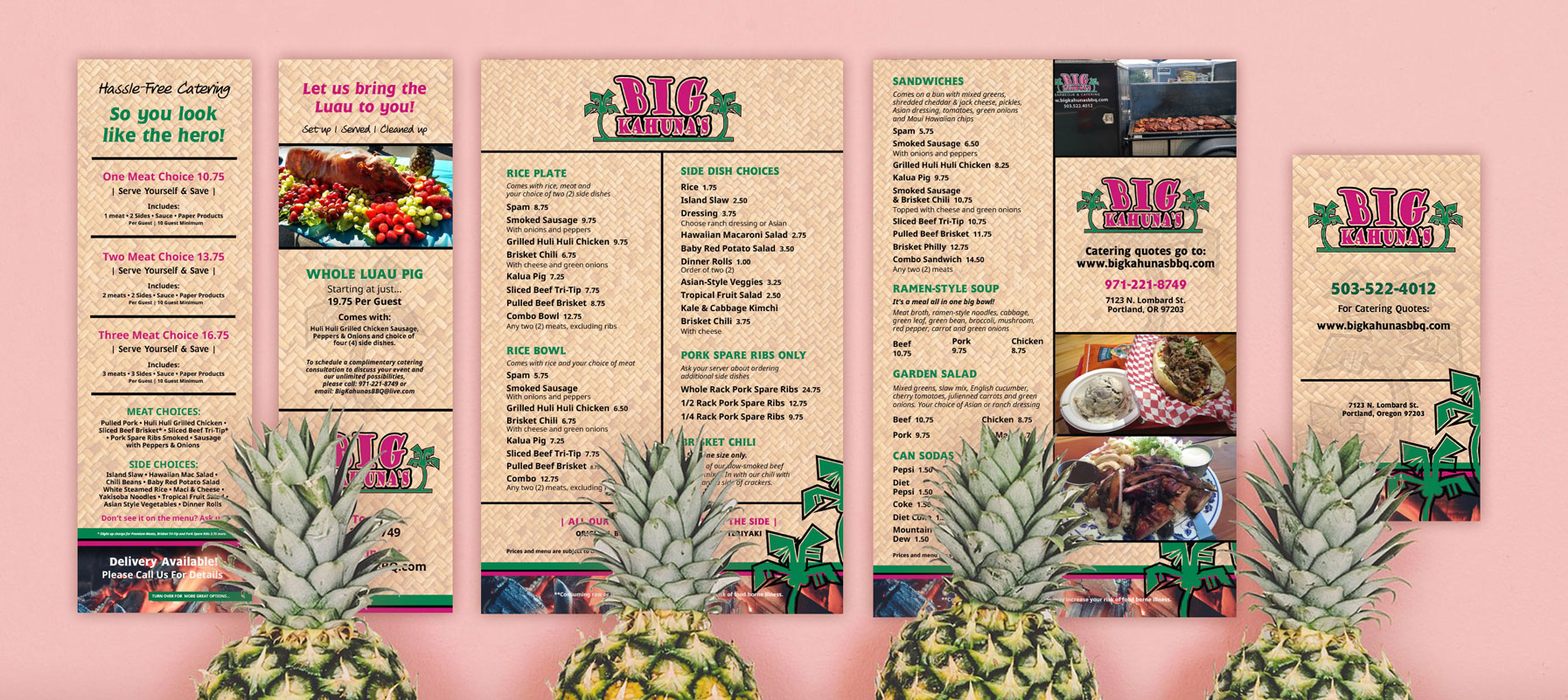 Graphic Design for Hawaiian food menus