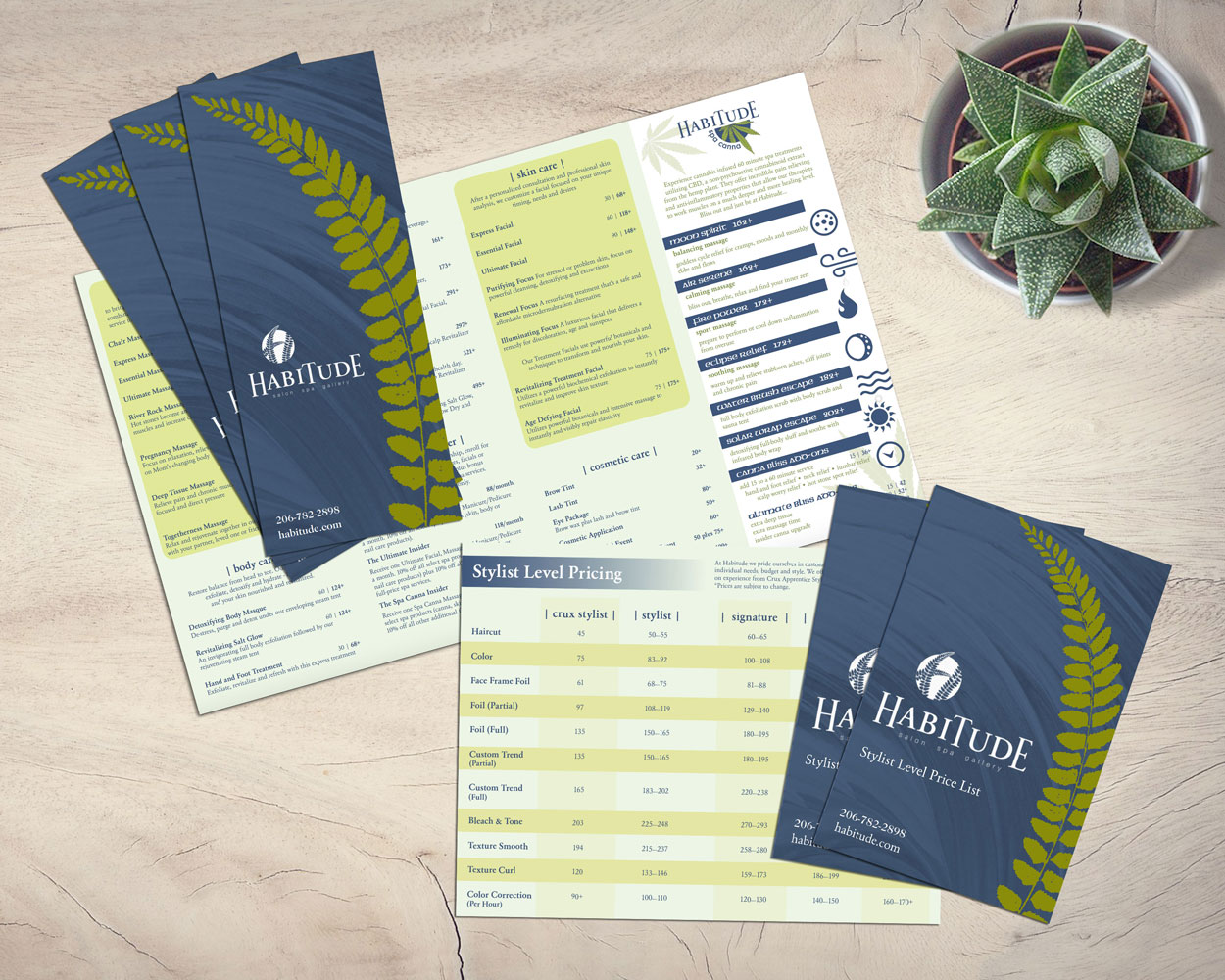 Graphic Design for spa menus