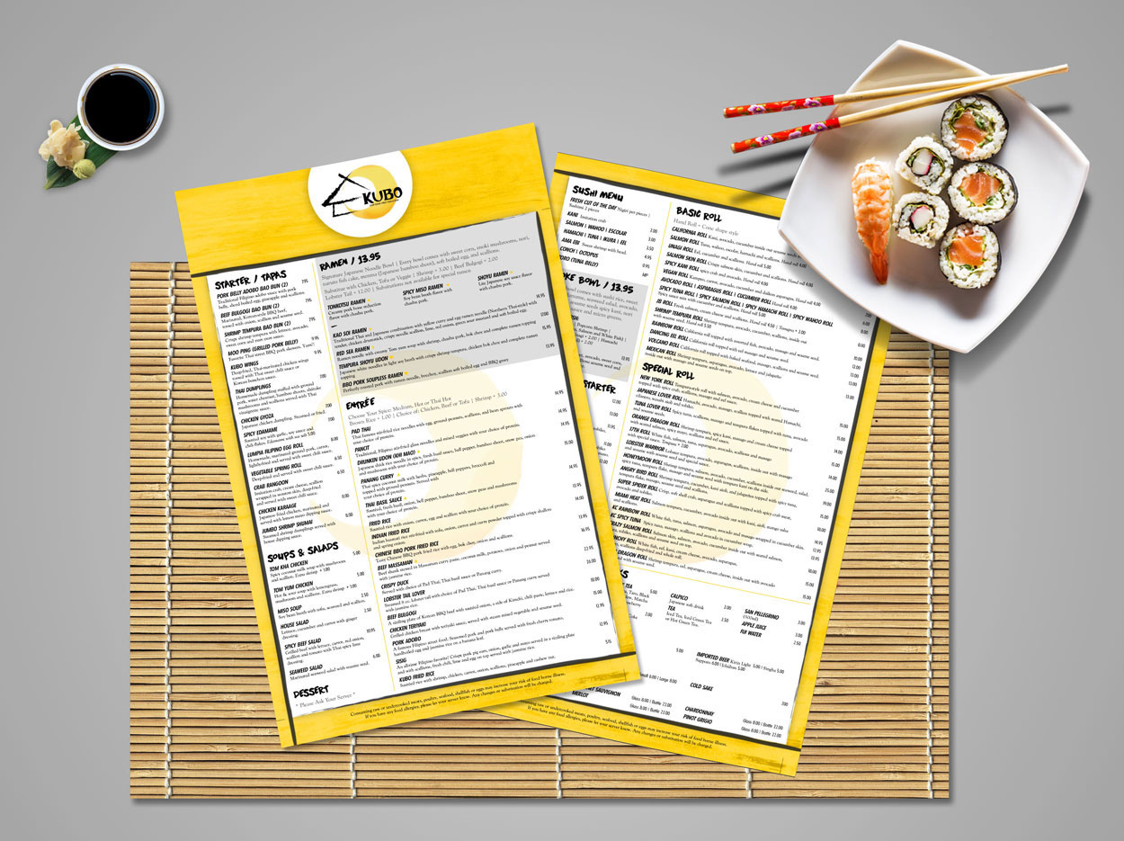Graphic Design for Japanese food menus