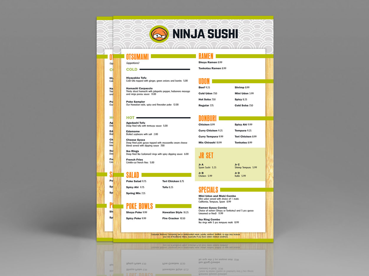 Graphic Design for sushi menus