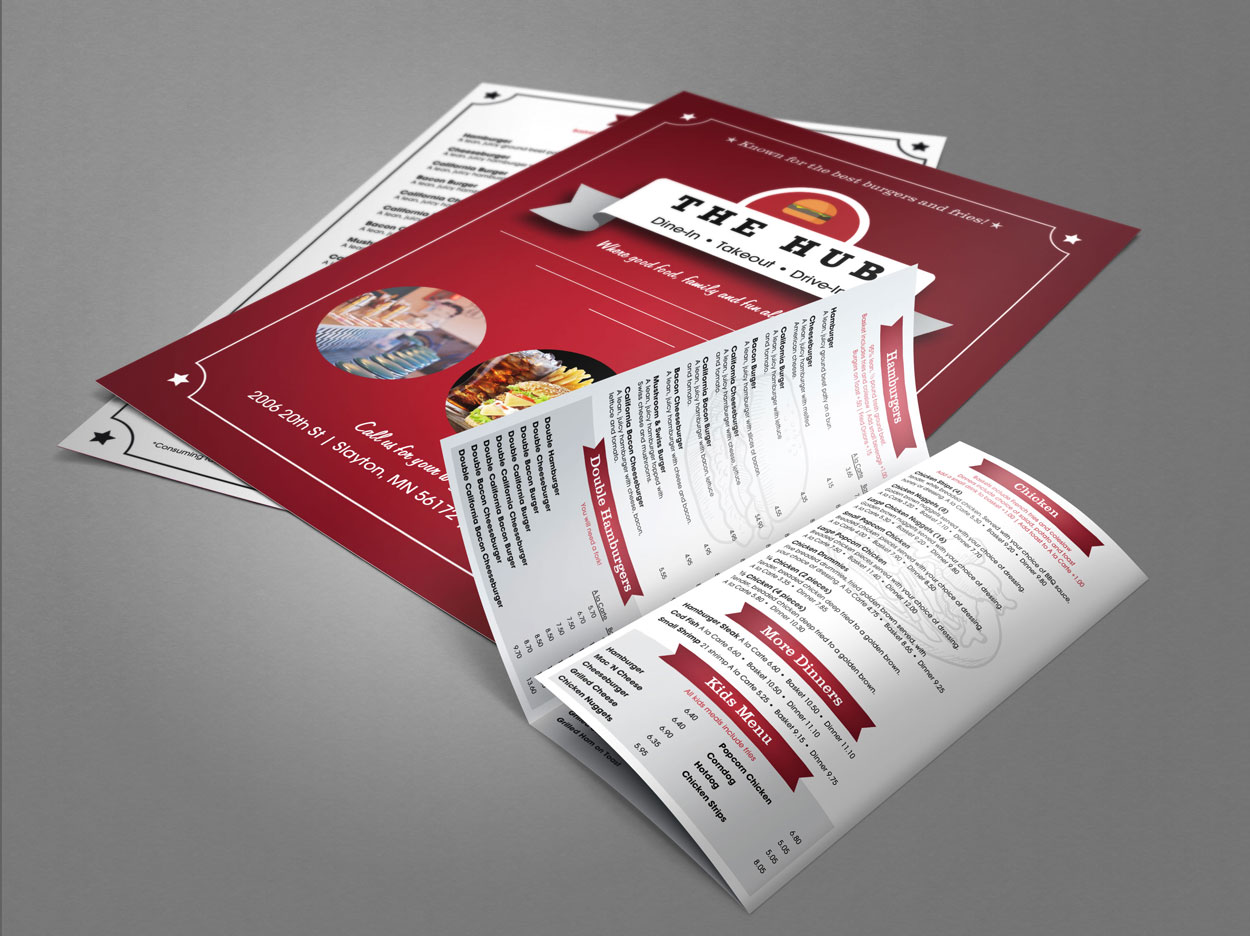 Graphic Design for dine-in and takeout menus