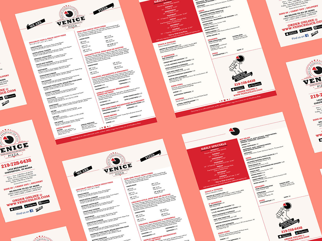 Graphic Design for Italian food menus