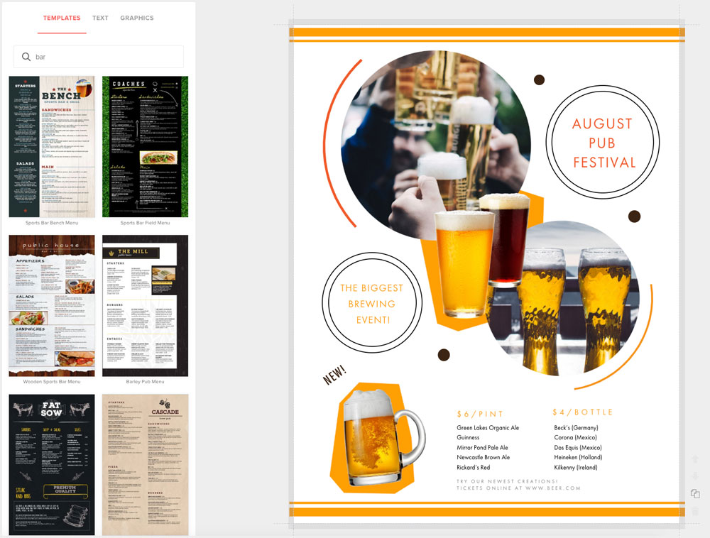 Bar Menu Maker, Easy & Fast Custom Menus - MustHaveMenus