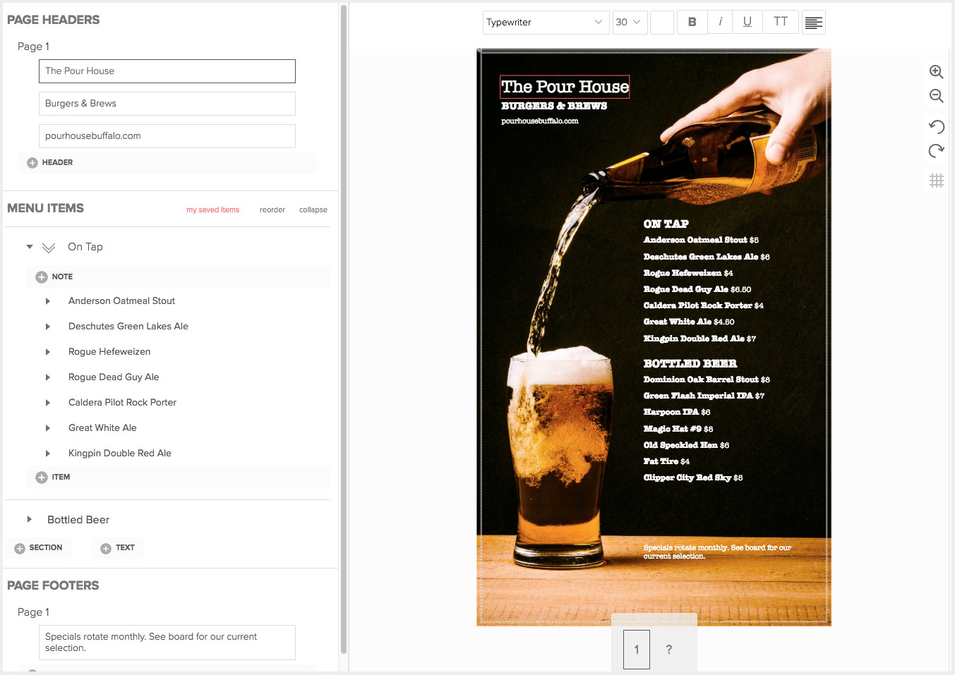 Create Bar Menus Create Bar Menus