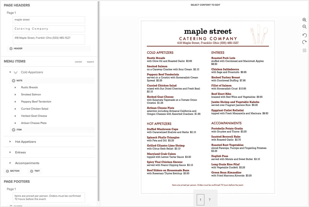 Create Catering Menus Create Catering Menus