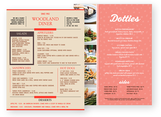 Design Diner Menus