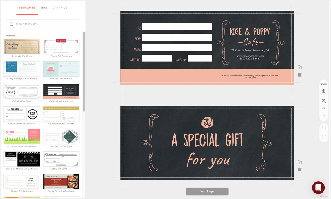 Design Gift Certificates Design Gift Certificates
