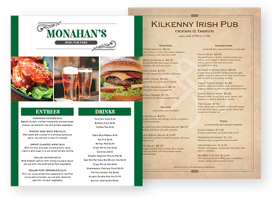 Design Irish Menus