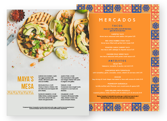 Design Mexican Menus