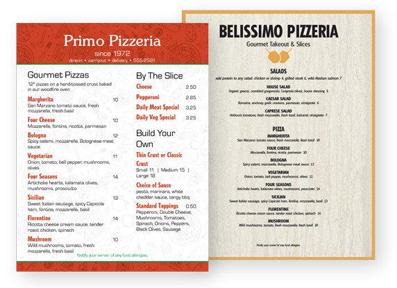 Design Pizza Menus