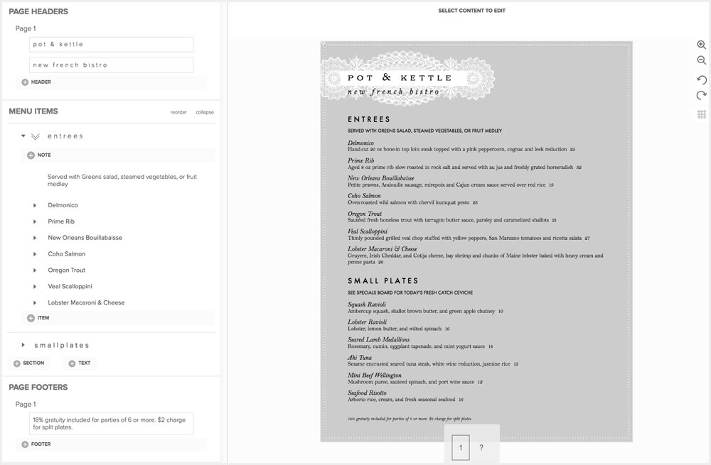 Create French Menus Create French Menus