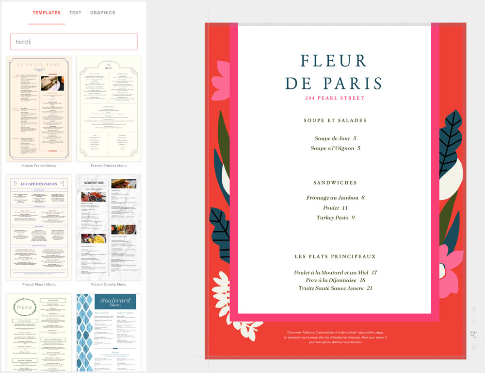 Create French Menus Create French Menus