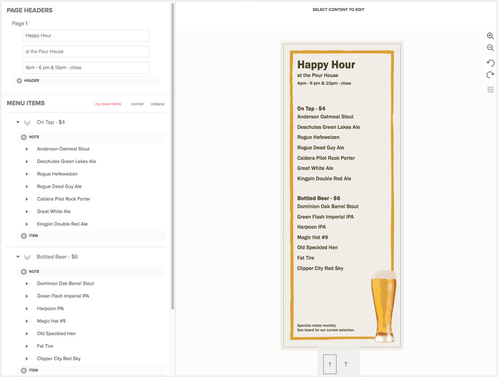 Create Happy Hour Menus Create Happy Hour Menus