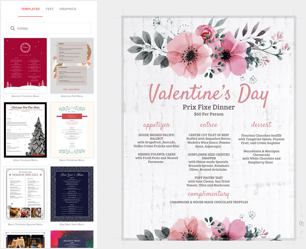 Design Holiday Menus