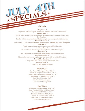 service menu template