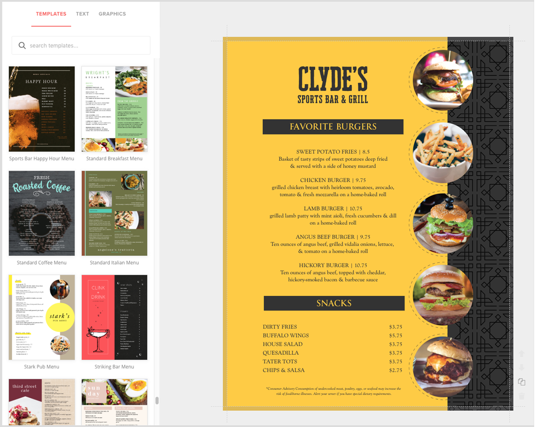 Sports Bar Menu Creator, Full-Color Menus - MustHaveMenus