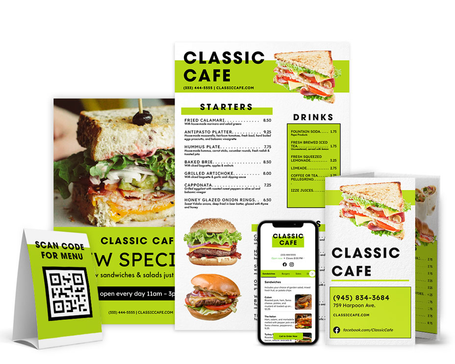 classic cafe menu set