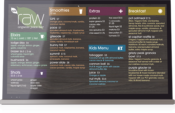 digital display menus 1