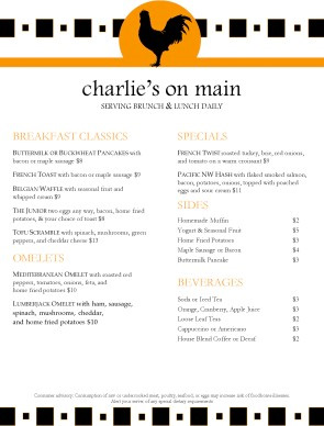 restaurants menus examples